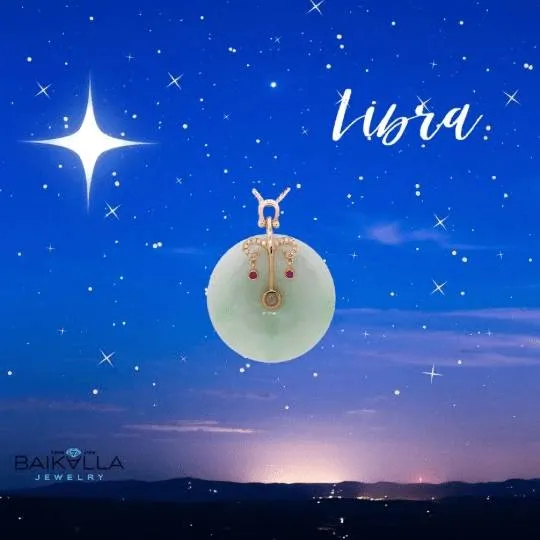 18k Rose Gold Genuine Jadeite Constellation (Libra) Necklace Pendant