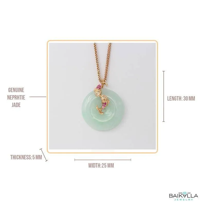 18k Rose Gold Genuine Jadeite Constellation (Pisces) Necklace with Diamonds & Ruby