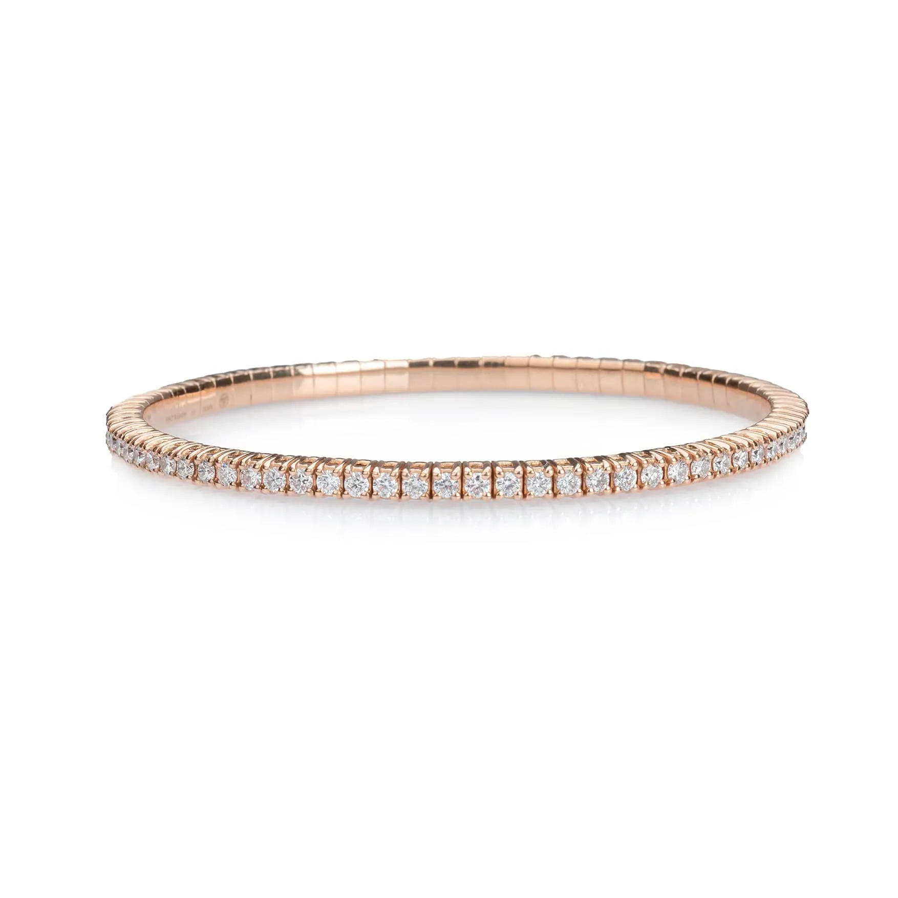 18K Stretch Round Diamond Mini Tennis Bracelet, 2.5 Carats, Natural Mined Diamonds