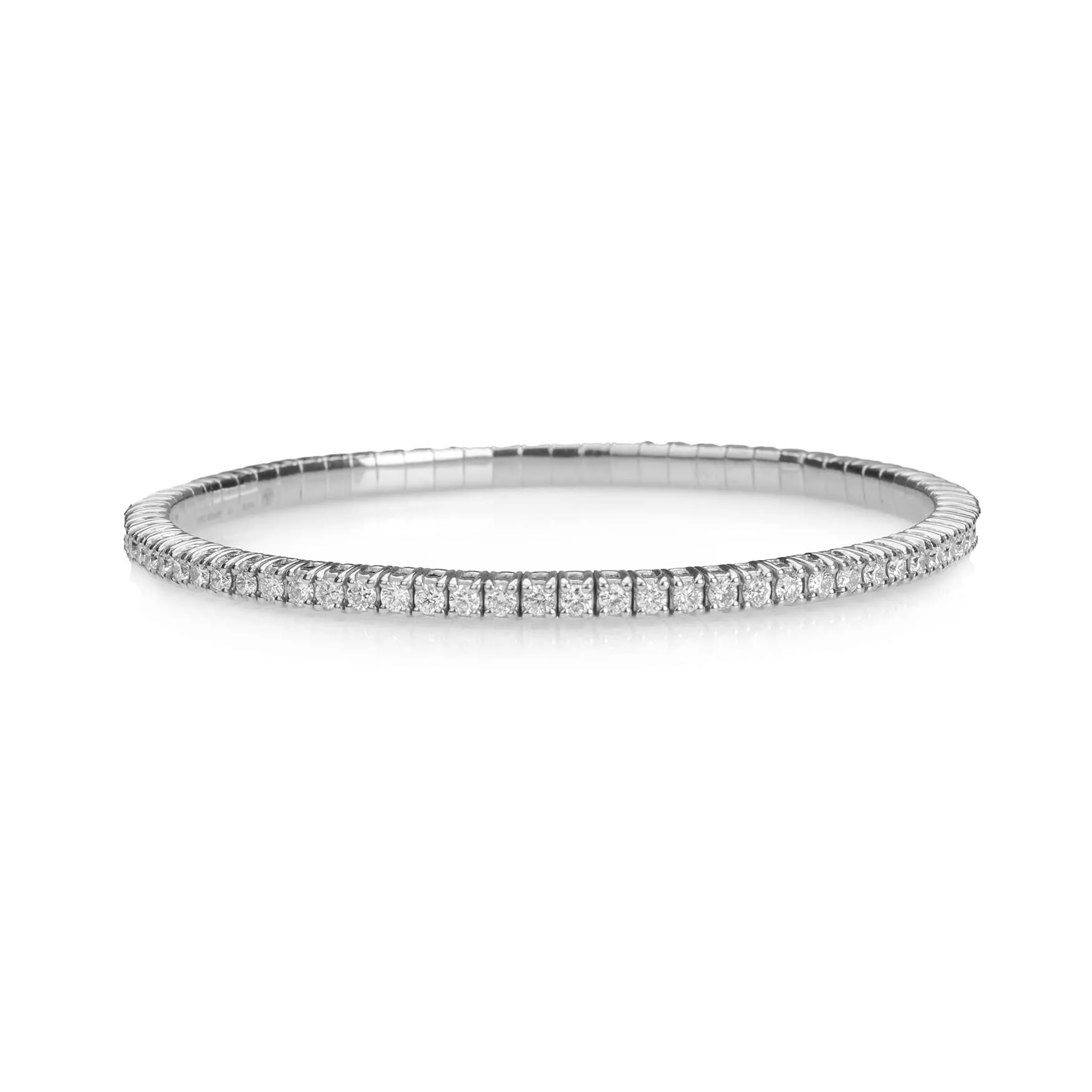 18K Stretch Round Diamond Mini Tennis Bracelet, 2.5 Carats, Natural Mined Diamonds
