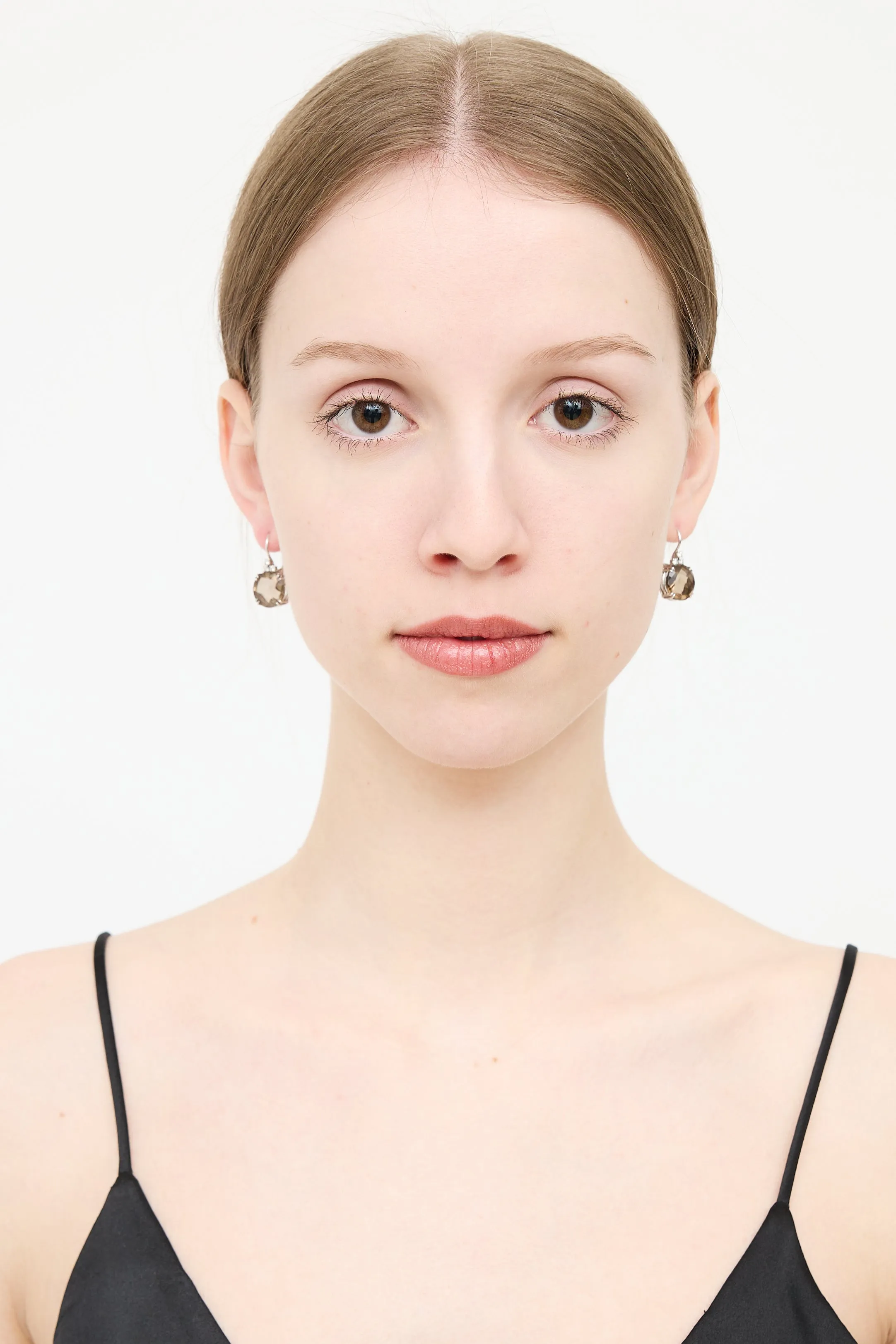 18K White Gold Quartz Diamond Drop Earring