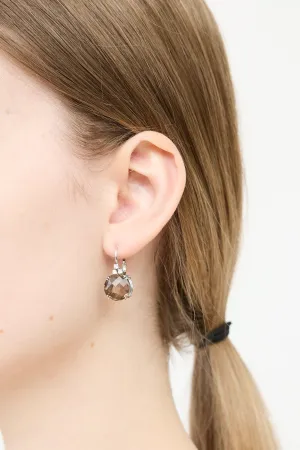 18K White Gold Quartz Diamond Drop Earring