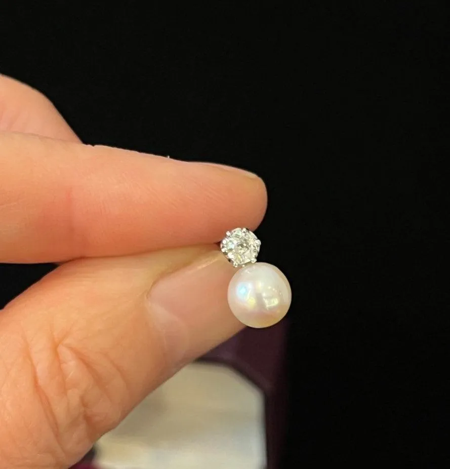 1920s Akoya Pearl and Diamond Earrings