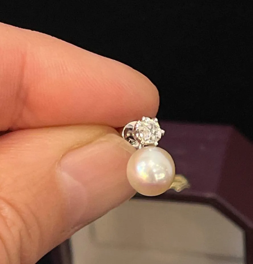 1920s Akoya Pearl and Diamond Earrings