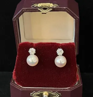 1920s Akoya Pearl and Diamond Earrings
