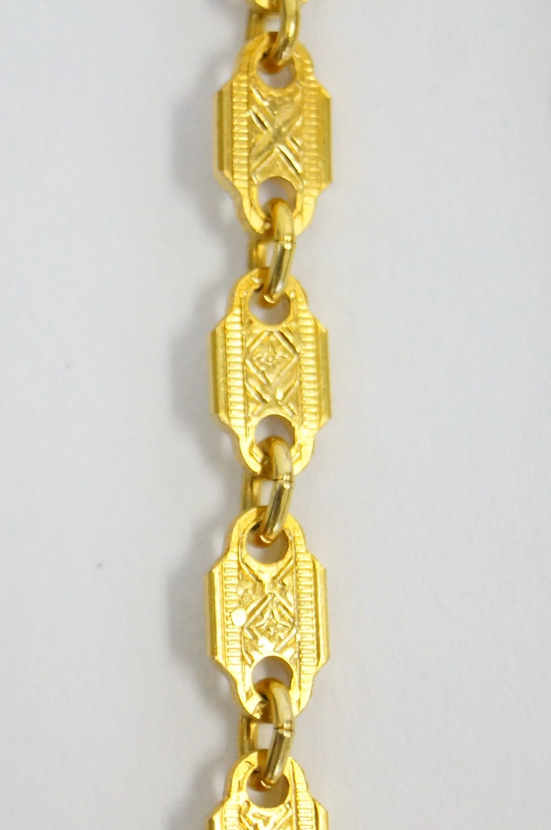 1970s Castlecliff Asian Inspired Jade Colored glass Beads and Gold Tone Necklace