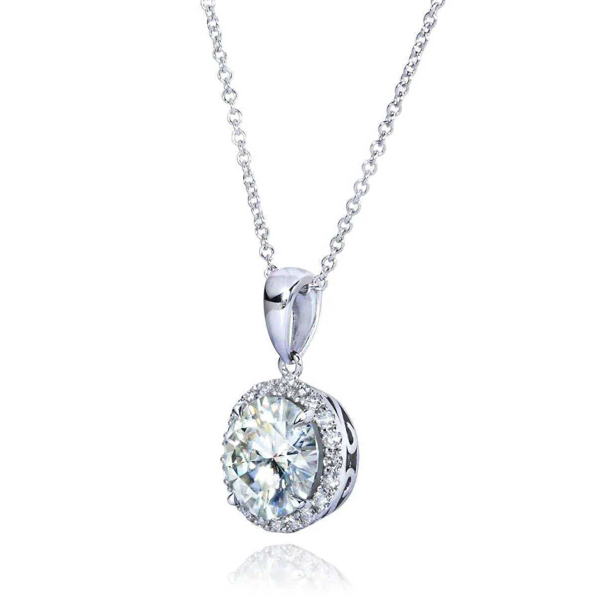 1.9ct Moissanite   1/6ct.tw Diamond Halo