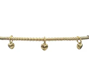 2MM Signature Bracelet with 3 14K Heart Charms