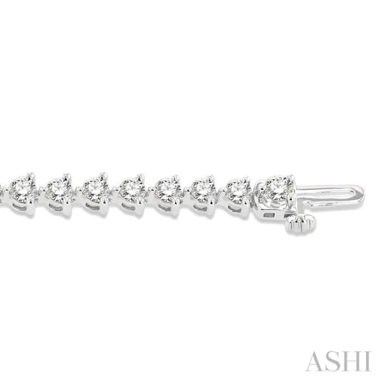 4.00CT RDDM 3 PRONG Tennis BRACELET WG 14K-G*