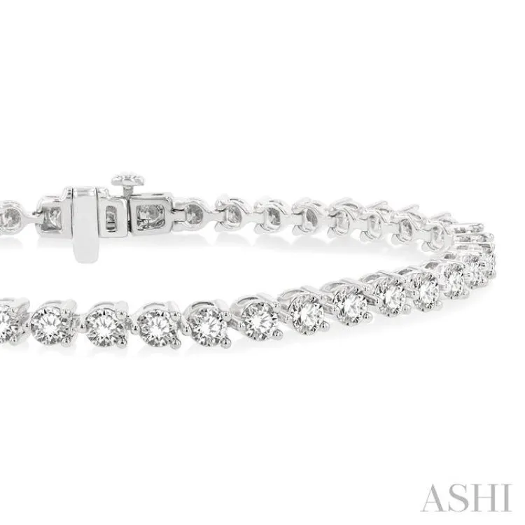4.00CT RDDM 3 PRONG Tennis BRACELET WG 14K-G*