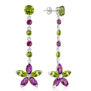 4.8 Carat 14K Solid White Gold Chandelier Earrings Peridot Amethyst
