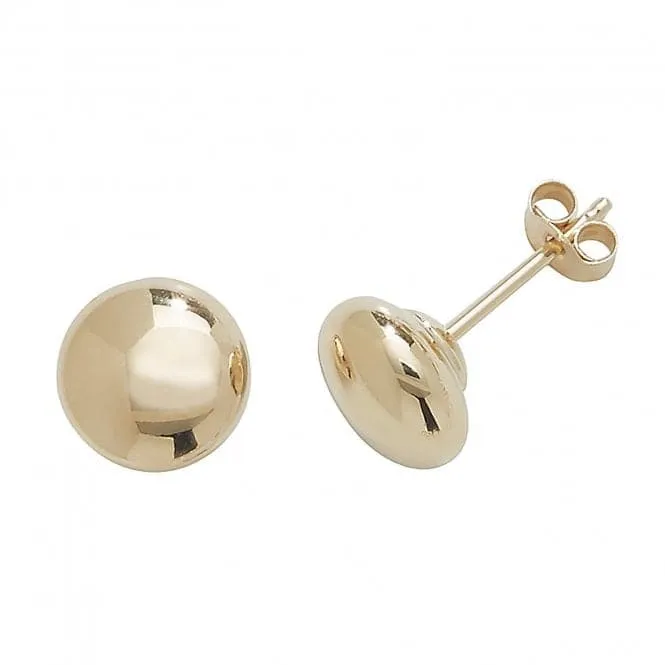 9ct  Yellow  Gold  6mm  Button  Stud  Earrings  ES407