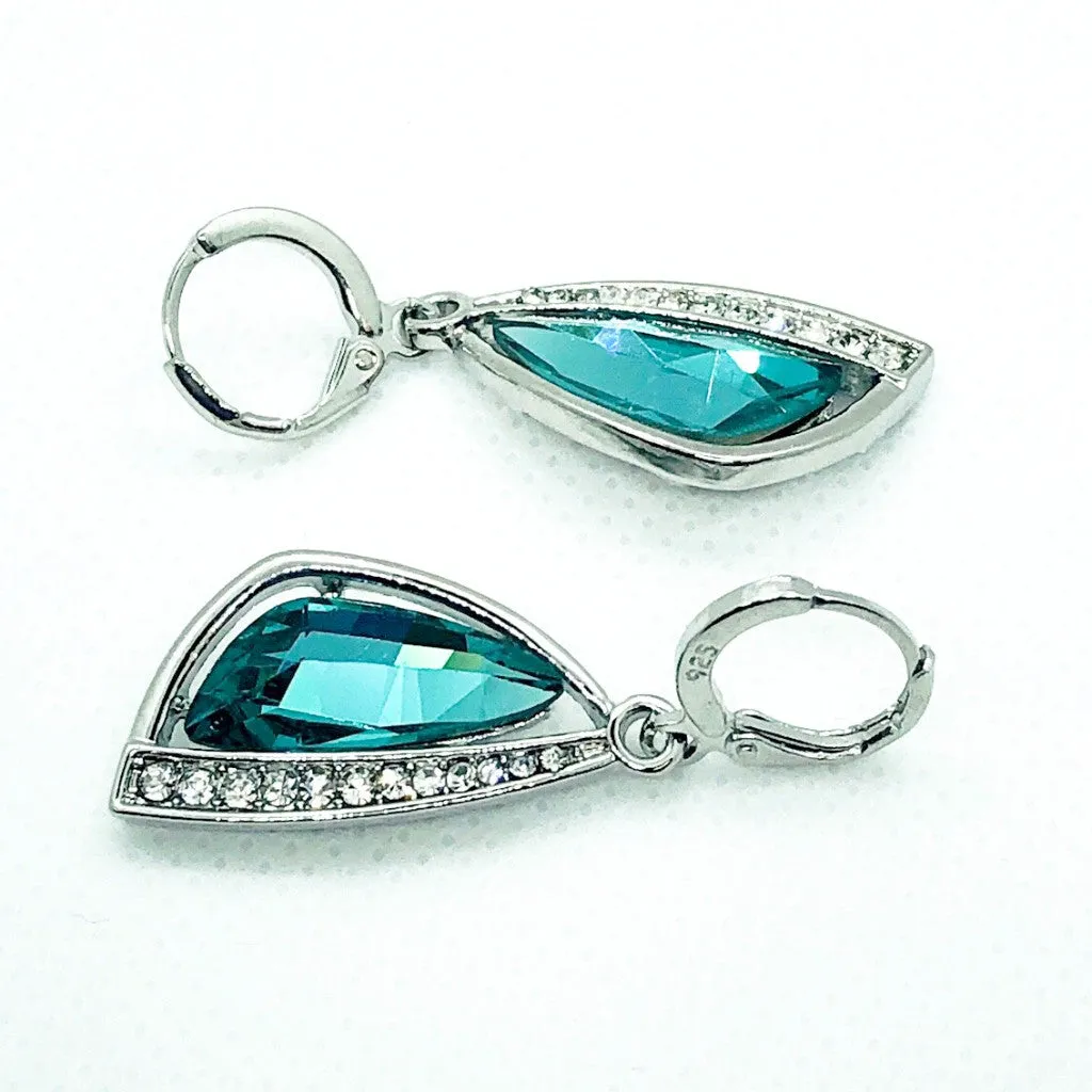 Abstract Aqua Austrian Crystal Necklace & Earrings Set for Women