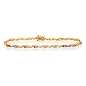 Acotis Diamonds 9K Gold 0.18ct Diamond Pink Sapphire Bracelet G1381