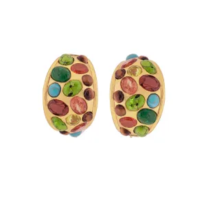 Alicia Earrings Green Turquoise, Tiger Eye, Golden Turquoise, Malachite, Citrine Quartz & Peridot Quartz