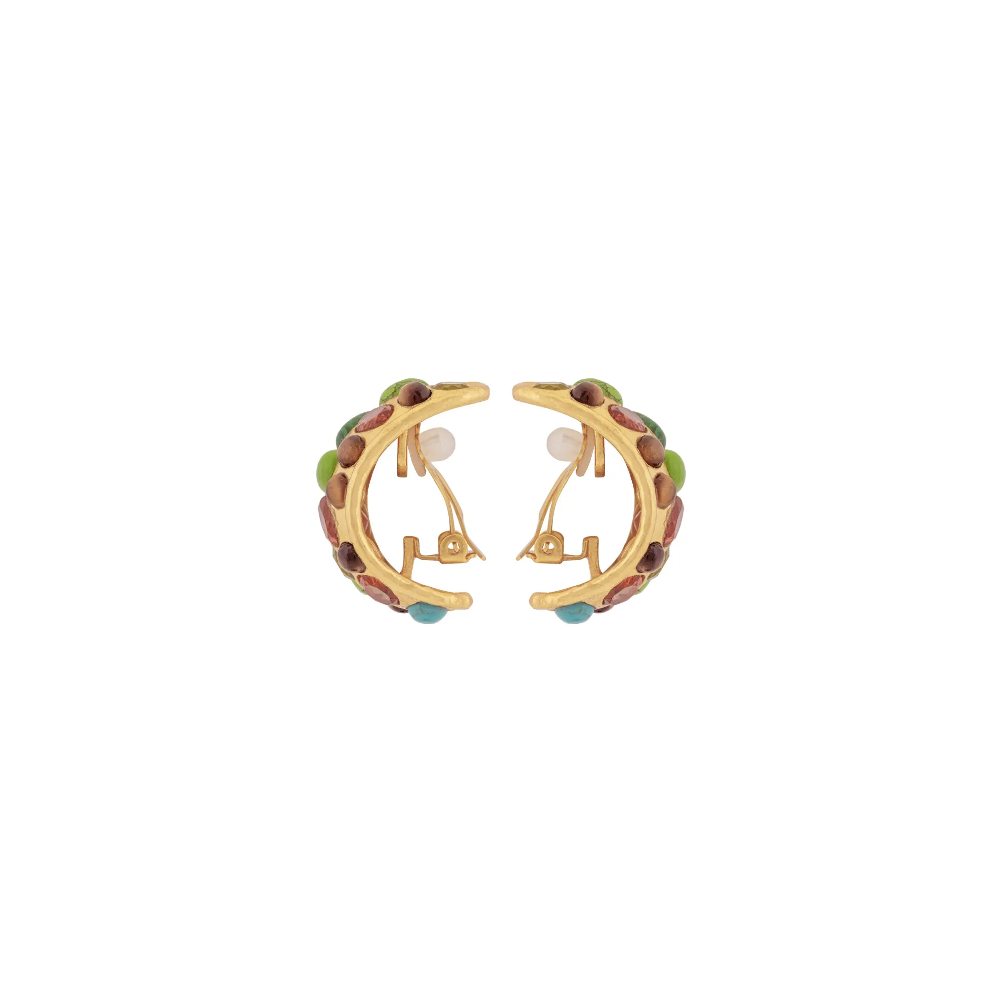 Alicia Earrings Green Turquoise, Tiger Eye, Golden Turquoise, Malachite, Citrine Quartz & Peridot Quartz