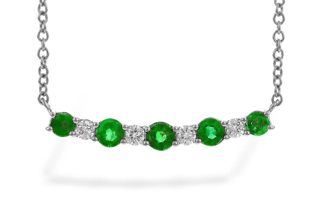 Alternating Diamond & Green Emerald Horizontal Bar Necklace