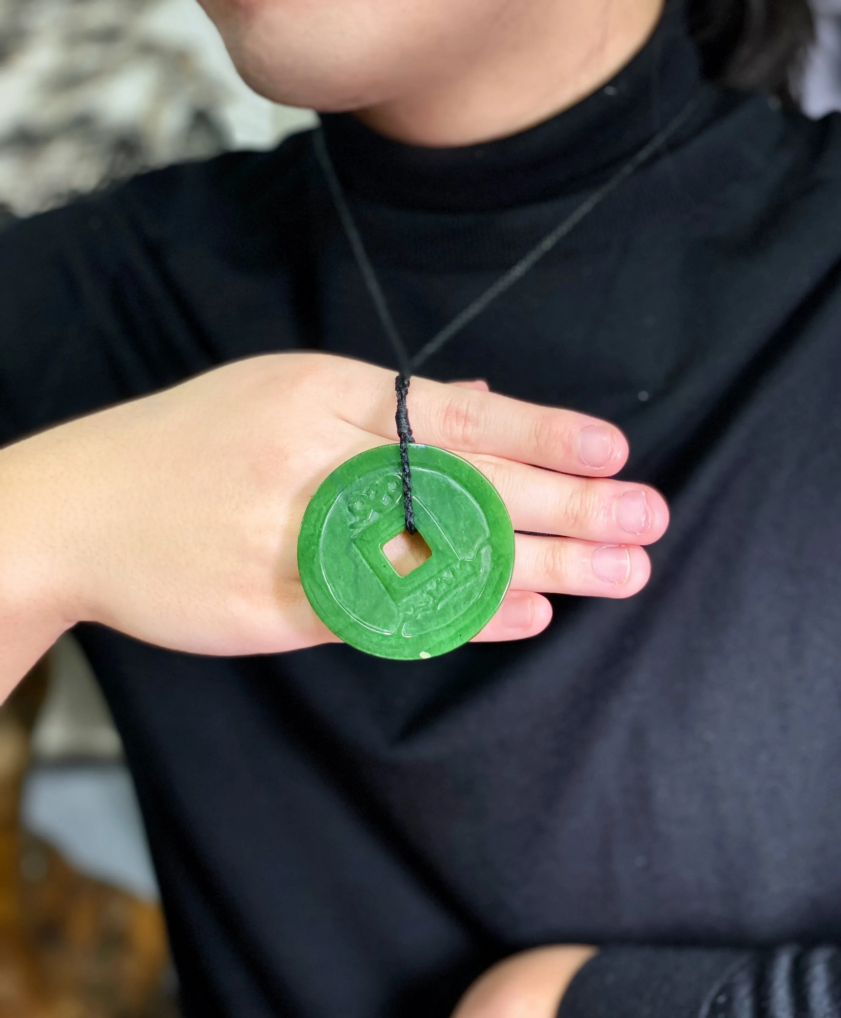 Ancient Money Jade Necklace #1524