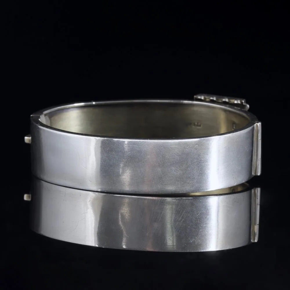 Antique Victorian Buckle Bangle Sterling Silver Dated Birmingham 1888