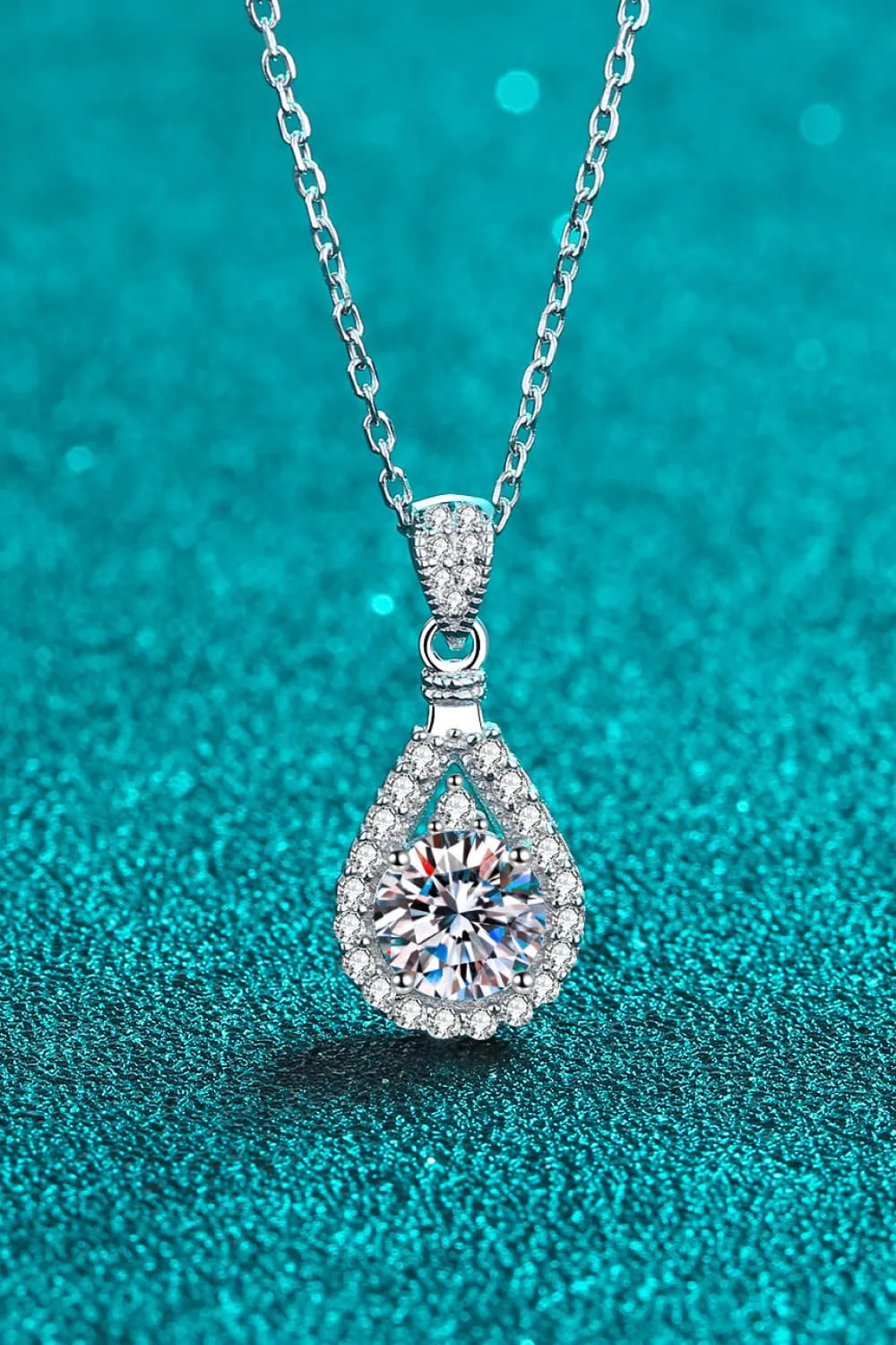 *APP EXCLUSIVE* 2 Carat Moissanite Teardrop Pendant 925 Sterling Silver Necklace