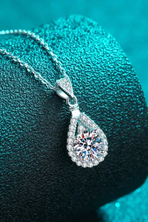 *APP EXCLUSIVE* 2 Carat Moissanite Teardrop Pendant 925 Sterling Silver Necklace