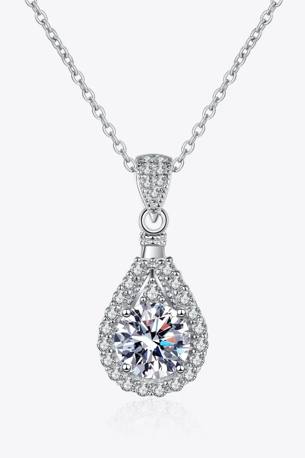 *APP EXCLUSIVE* 2 Carat Moissanite Teardrop Pendant 925 Sterling Silver Necklace