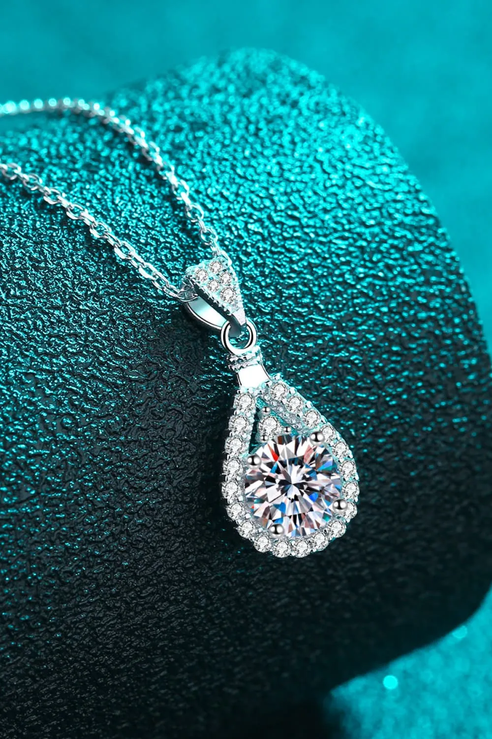 *APP EXCLUSIVE* 2 Carat Moissanite Teardrop Pendant 925 Sterling Silver Necklace