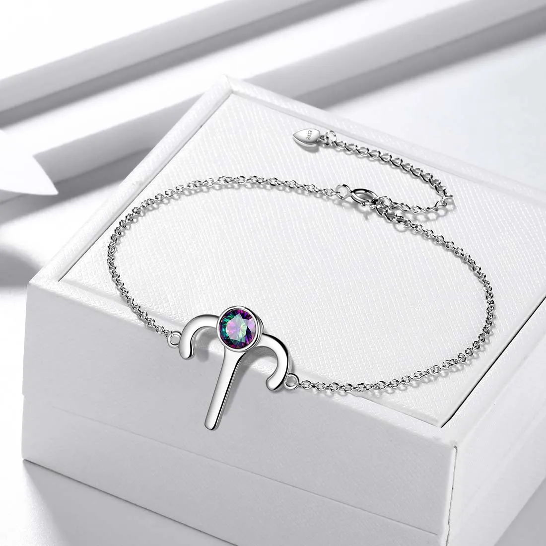 Aries Bracelet Women Girls Jewelry Birthday Gift Mystic Topaz Sterling Silver