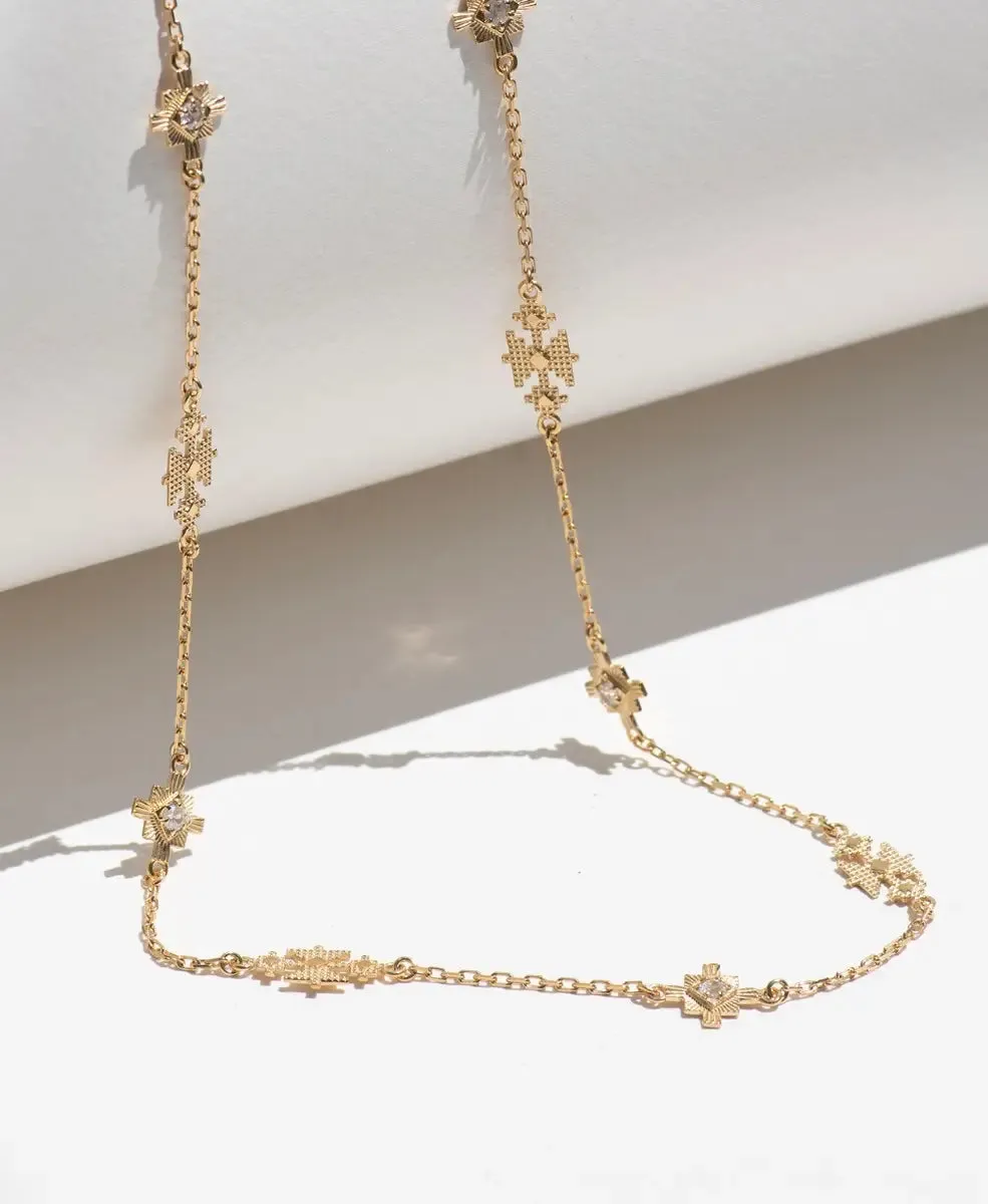 Ayllu Necklace | 22k Gold Plate | White Zircon