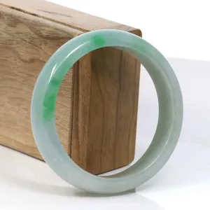 Baikalla Classic Green Natural Jadeite Jade Wider Bangle Bracelet (58.9 mm) #960
