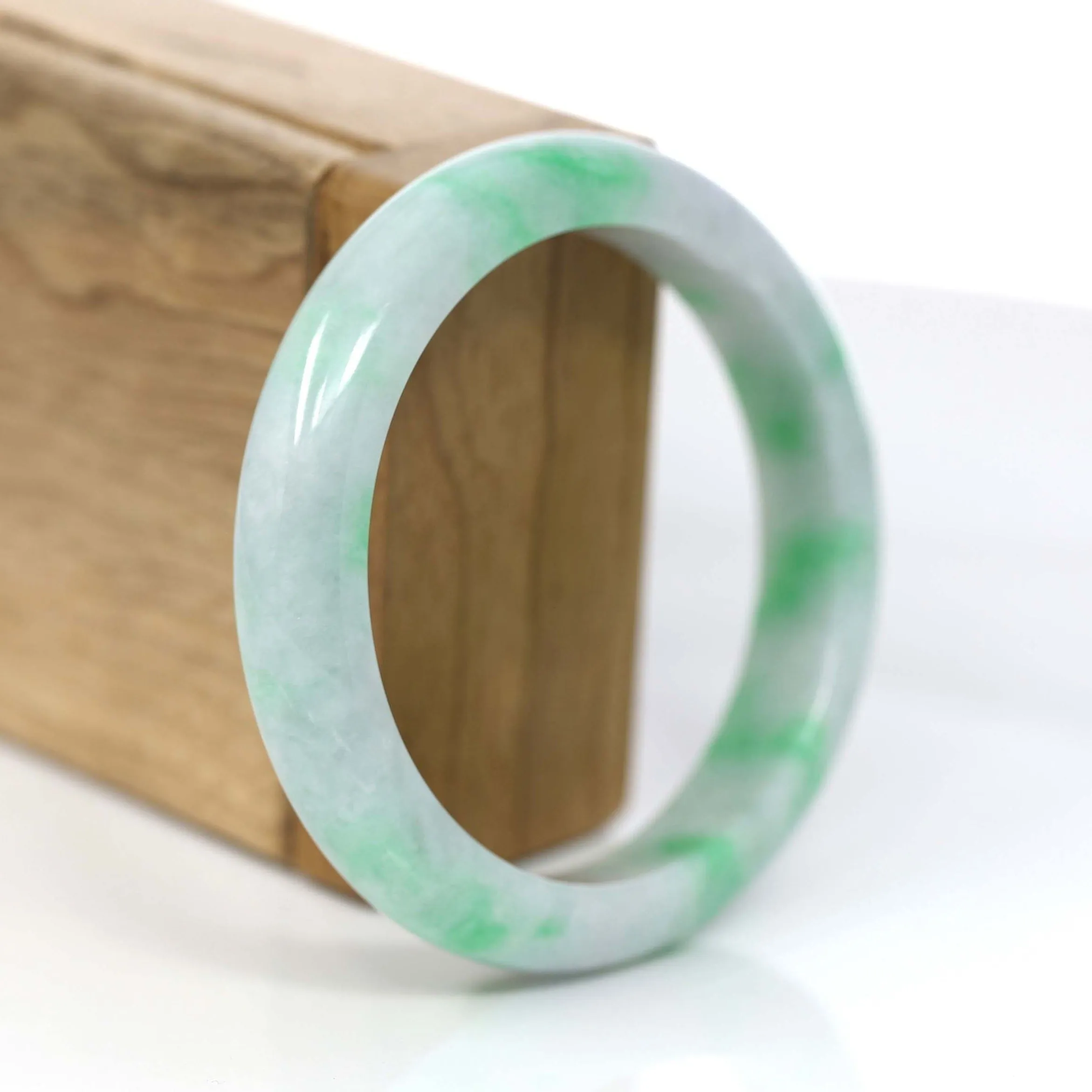 Baikalla™ "Classic Bangle" Genuine Jadeite Jade Lavender Green Bangle Bracelet (57mm) #379