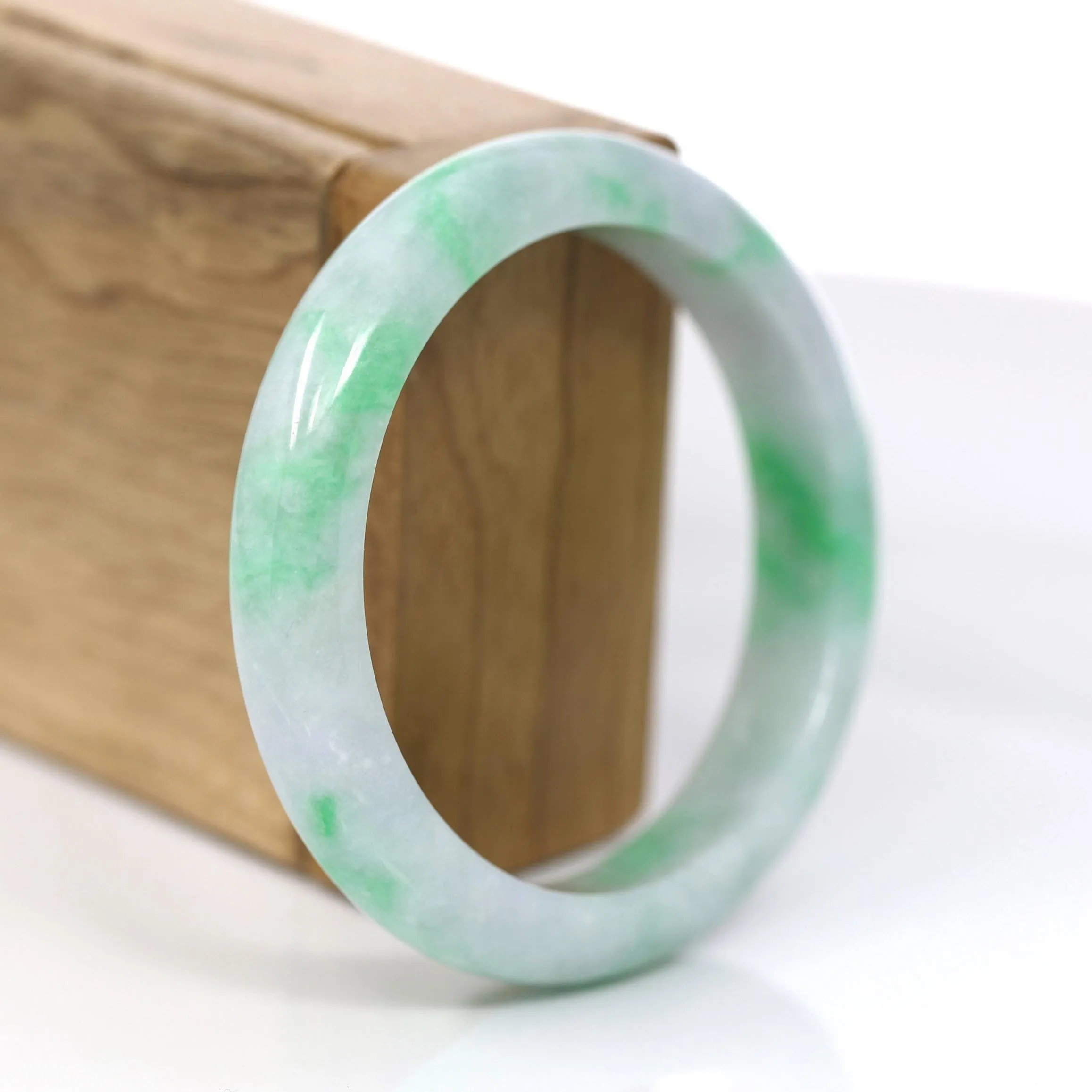 Baikalla™ "Classic Bangle" Genuine Jadeite Jade Lavender Green Bangle Bracelet (57mm) #379