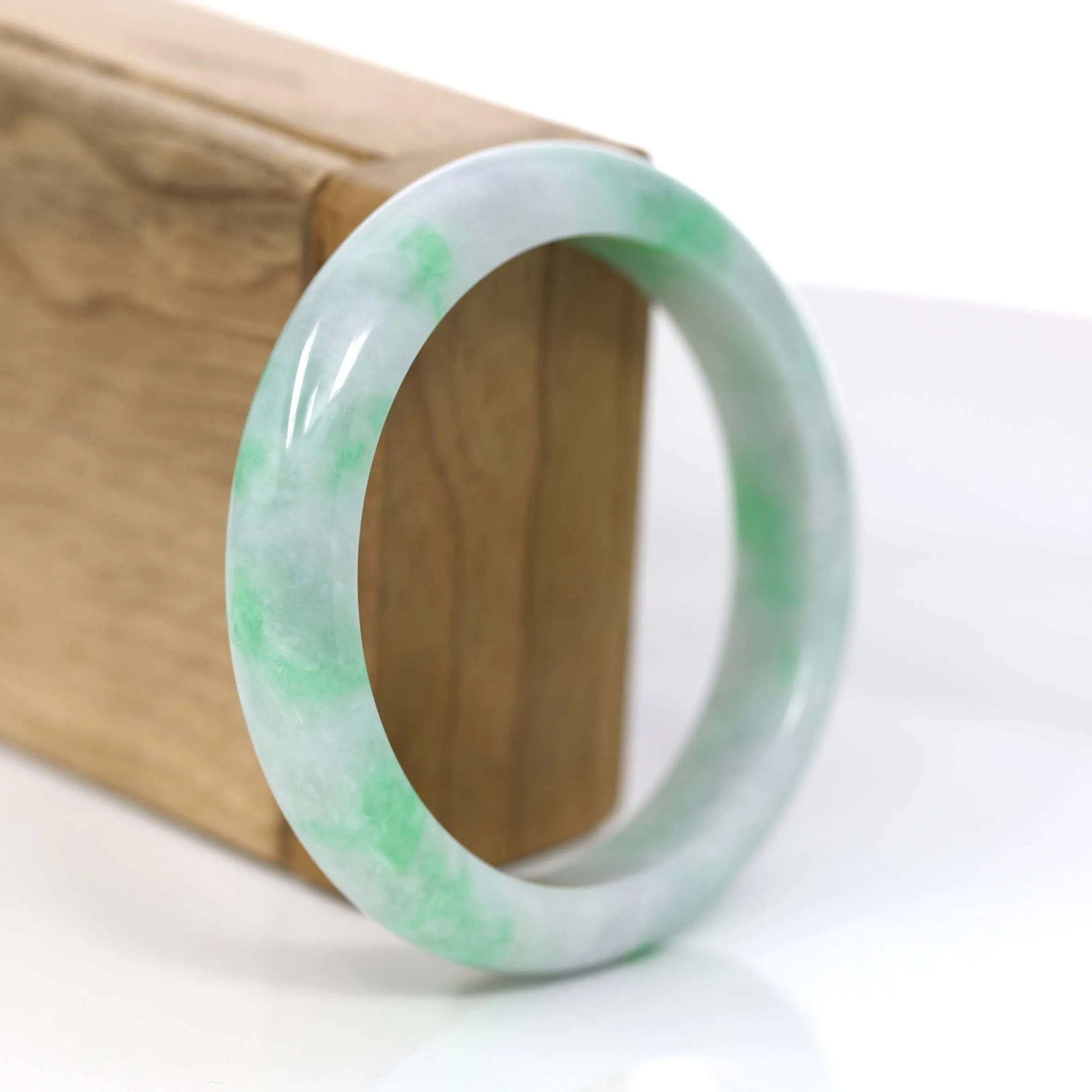 Baikalla™ "Classic Bangle" Genuine Jadeite Jade Lavender Green Bangle Bracelet (57mm) #379