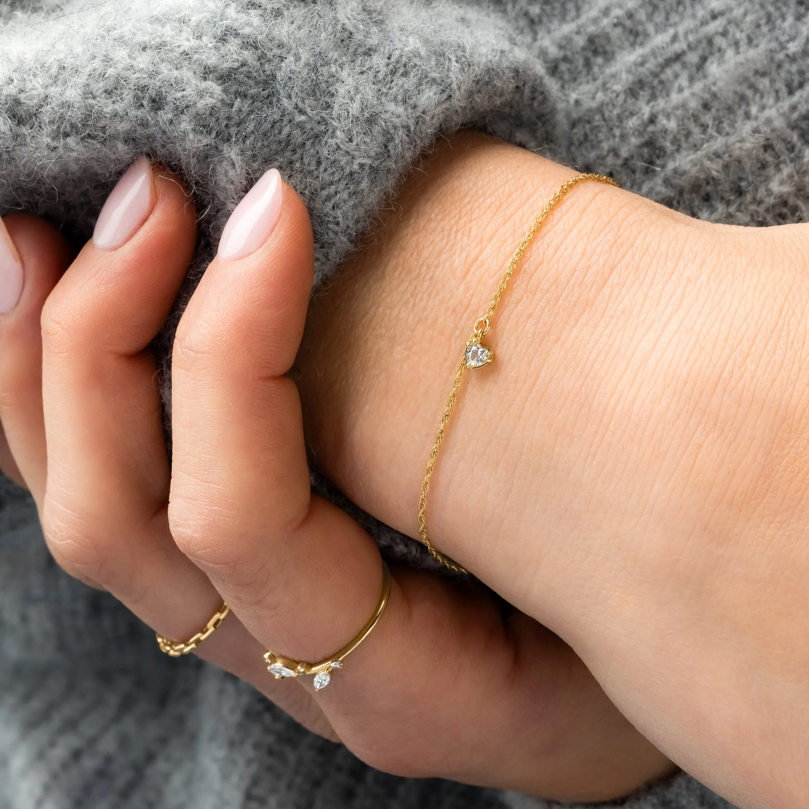 Be Still My Heart Bracelet with Plain Chain - In Stock