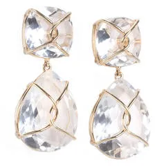 Beautiful Platinum and Diamond Cluster drop earrings with Euro Back