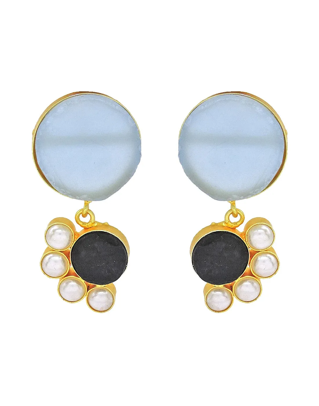 Blue Onyx & Quartz Earrings