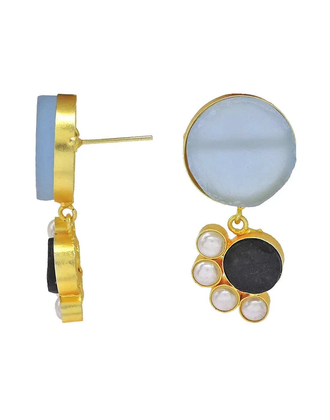 Blue Onyx & Quartz Earrings