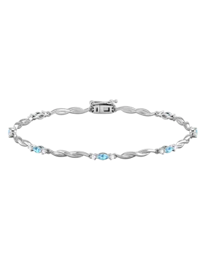 Blue Topaz Bracelet - 10ct White Gold Blue Topaz & Diamond Bracelet - 787943