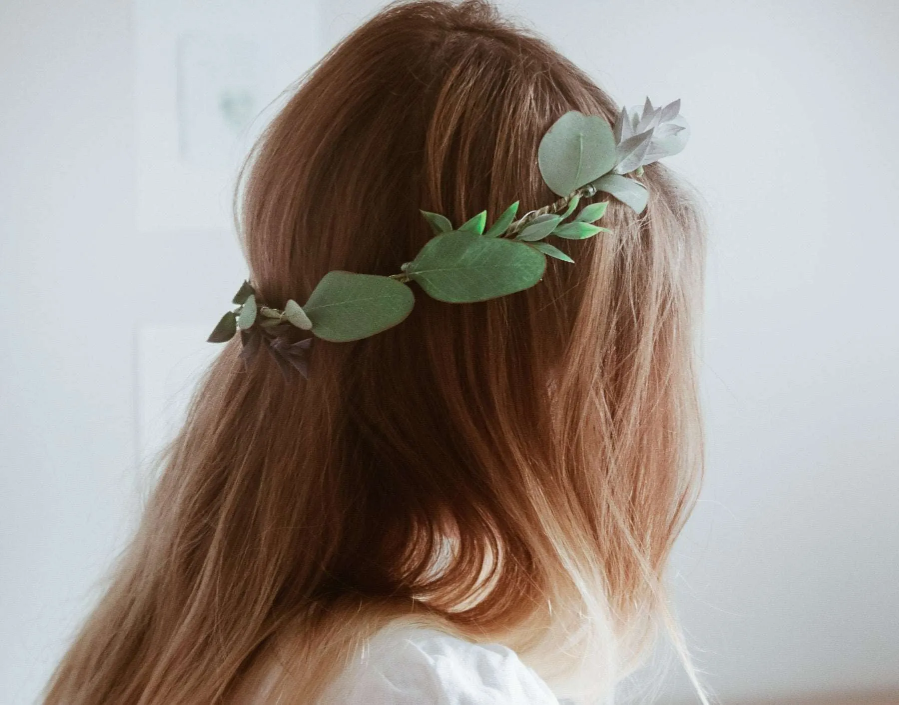 Boho Eucalptus Flower Crown, Green Flower Crown, Greenery, Eucalyptus Crown, Silver Dollar Eucalyptus, Wedding Crown, Boho Flower Crown