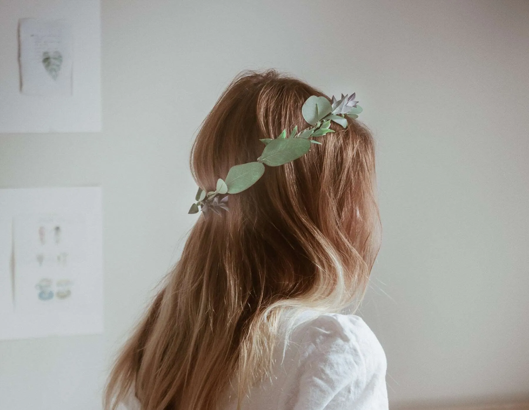 Boho Eucalptus Flower Crown, Green Flower Crown, Greenery, Eucalyptus Crown, Silver Dollar Eucalyptus, Wedding Crown, Boho Flower Crown