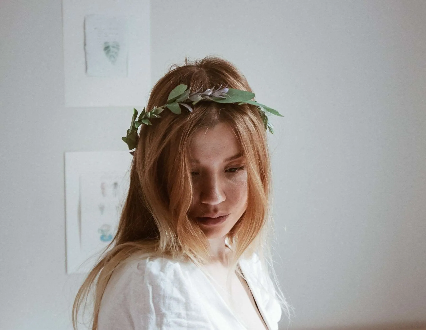 Boho Eucalptus Flower Crown, Green Flower Crown, Greenery, Eucalyptus Crown, Silver Dollar Eucalyptus, Wedding Crown, Boho Flower Crown