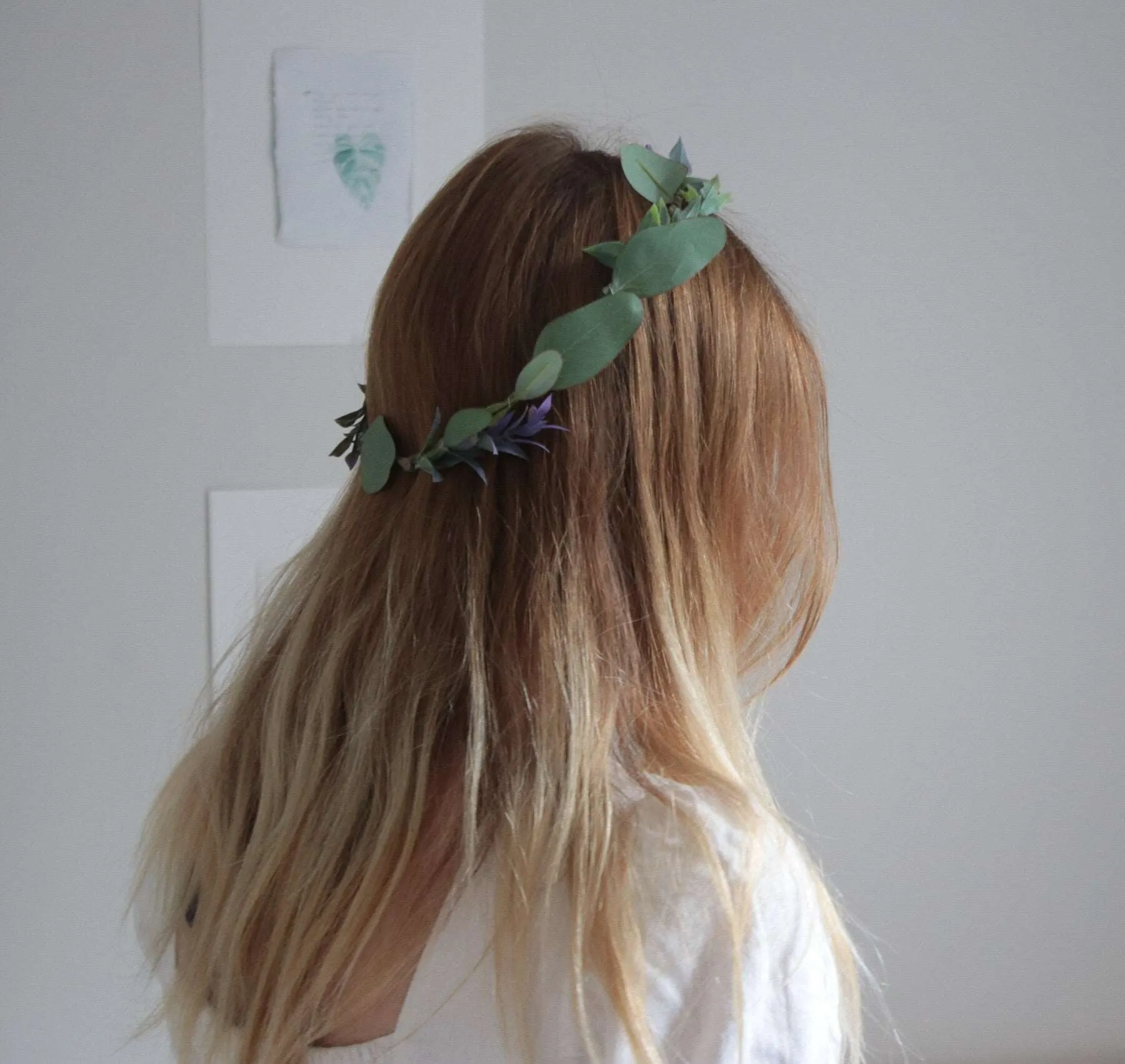 Boho Eucalptus Flower Crown, Green Flower Crown, Greenery, Eucalyptus Crown, Silver Dollar Eucalyptus, Wedding Crown, Boho Flower Crown