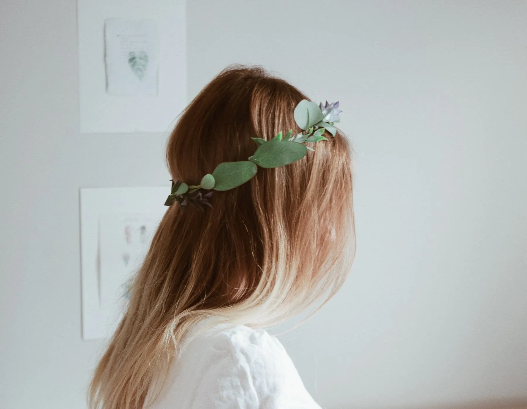 Boho Eucalptus Flower Crown, Green Flower Crown, Greenery, Eucalyptus Crown, Silver Dollar Eucalyptus, Wedding Crown, Boho Flower Crown