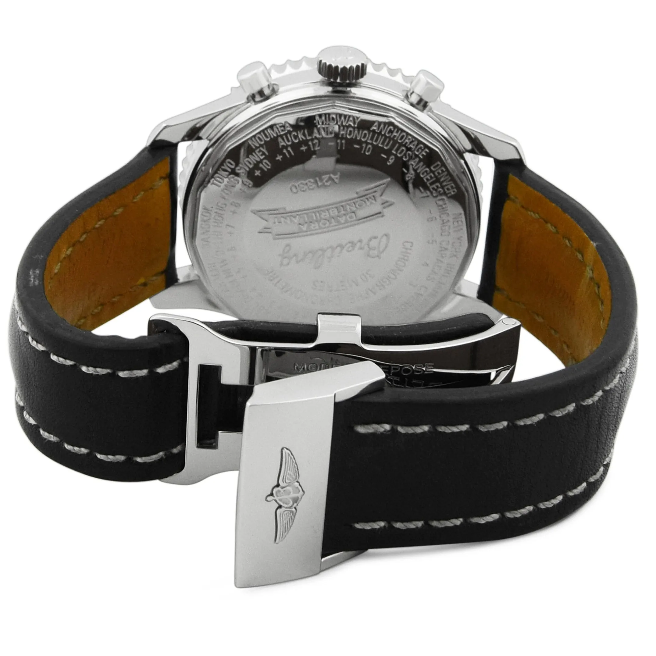Breitling Mens Montbrilliant Datora Stainless Steel 43mm Black Dial Watch Reference #: A21330