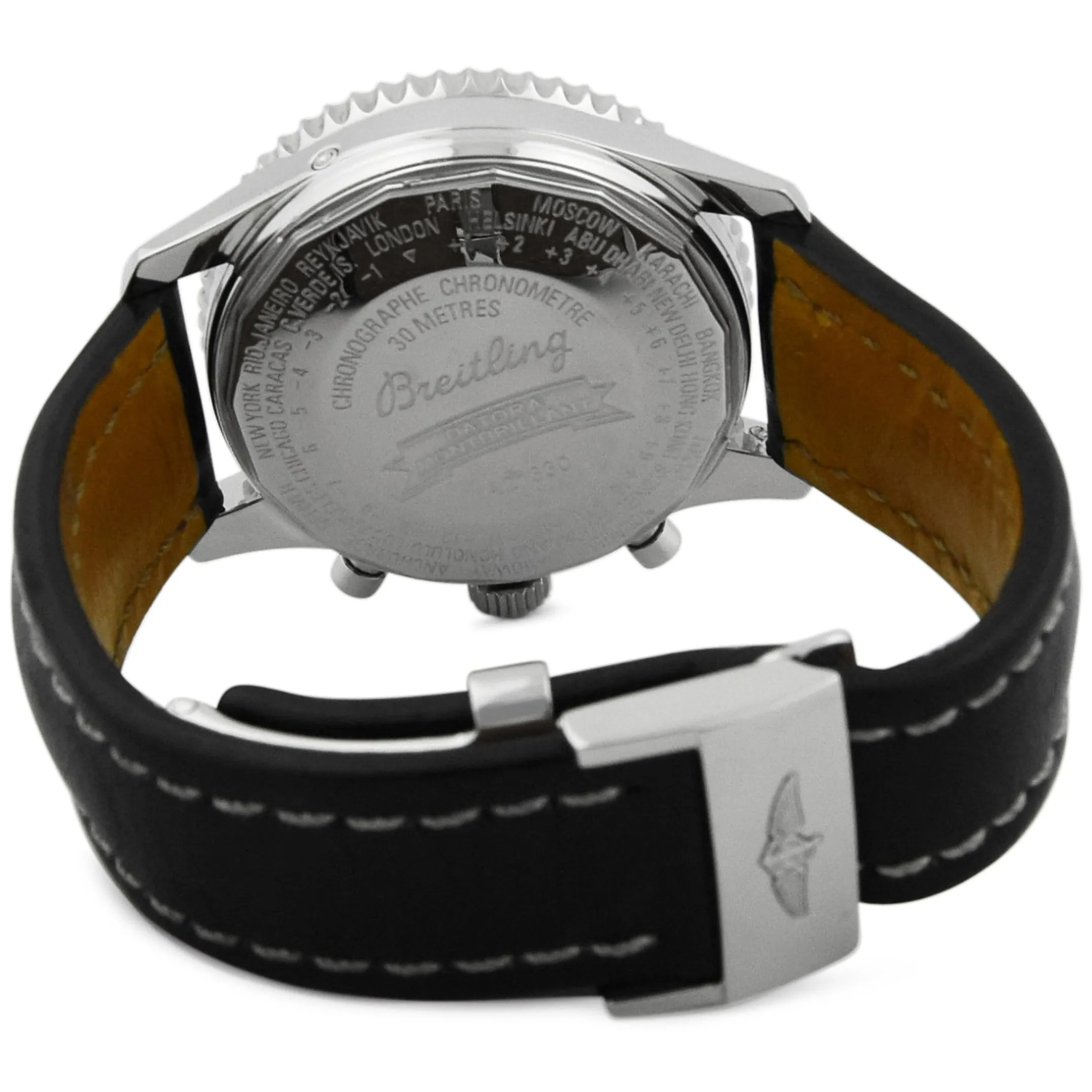 Breitling Mens Montbrilliant Datora Stainless Steel 43mm Black Dial Watch Reference #: A21330