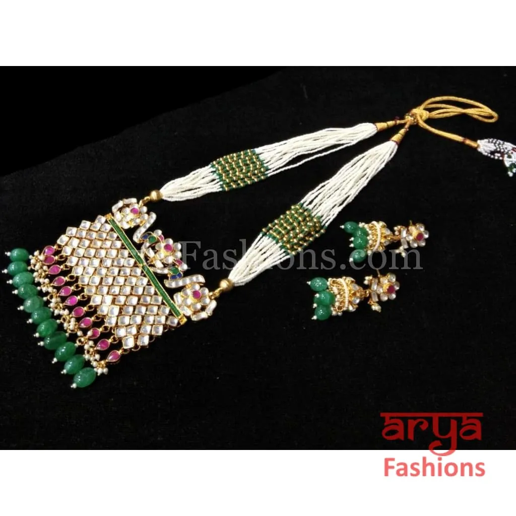 Bridal Pearl and Emerald Long Necklace