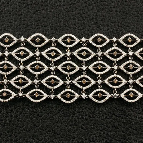Brown & White Diamond Five Row Bracelet