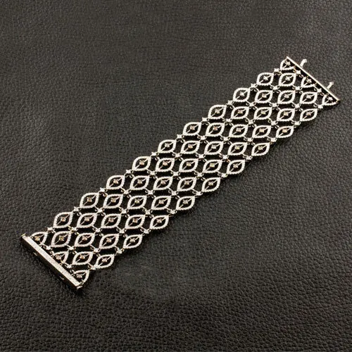 Brown & White Diamond Five Row Bracelet