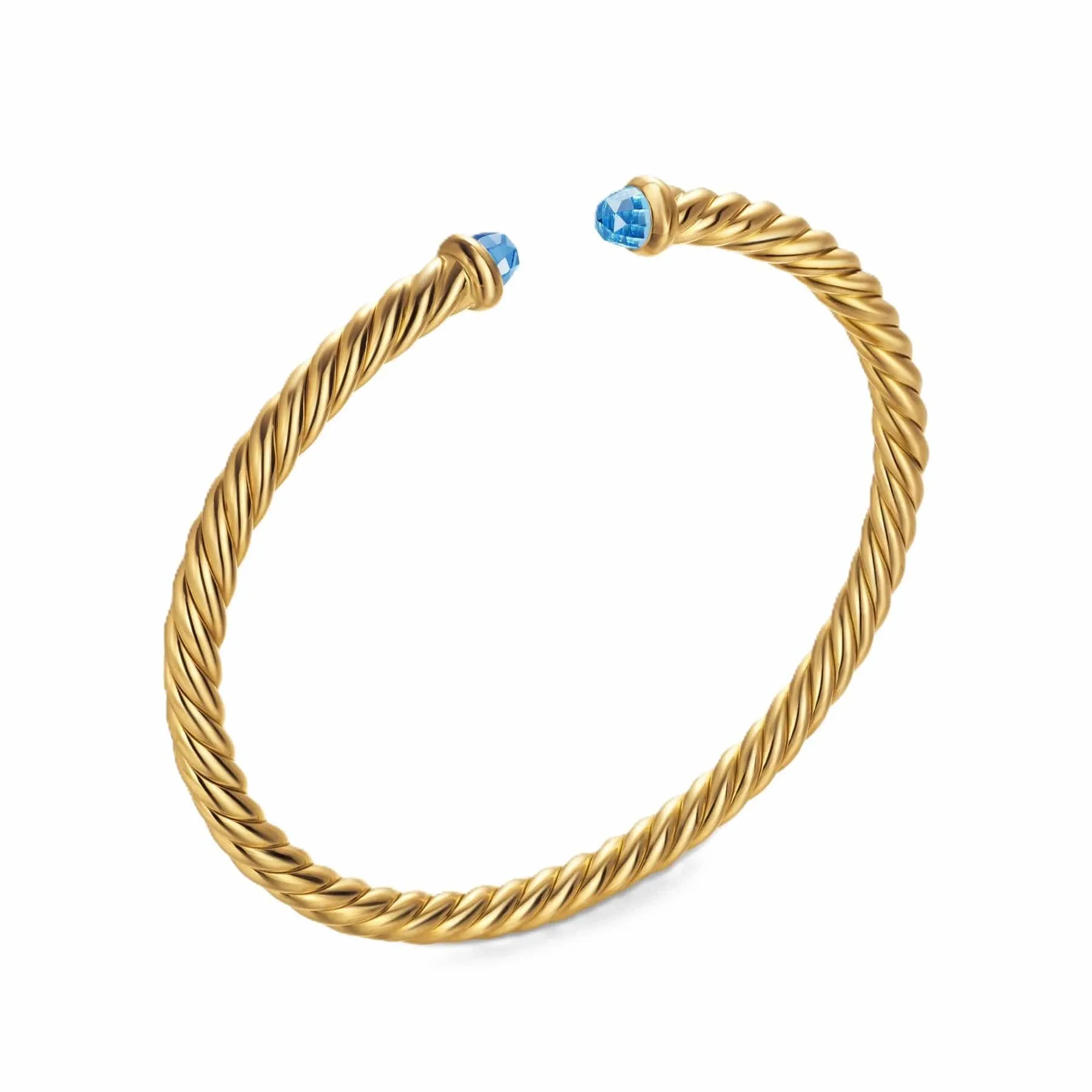 Cablespira® Flex Bracelet 18K Yellow Gold with Blue Topaz, 4mm