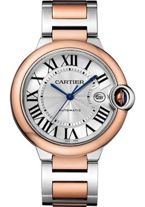 Cartier Ballon Bleu de Cartier Watch - 42 mm Steel Case - Pink Gold Bezel - Pink Gold And Steel Bracelet - W2BB0004